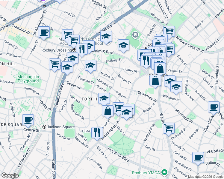 map of restaurants, bars, coffee shops, grocery stores, and more near in 