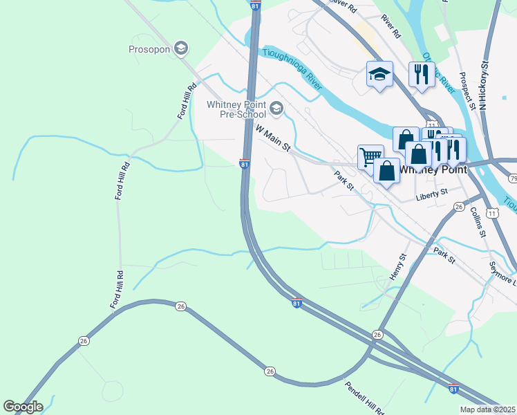 map of restaurants, bars, coffee shops, grocery stores, and more near 27 Richards Drive in Whitney Point