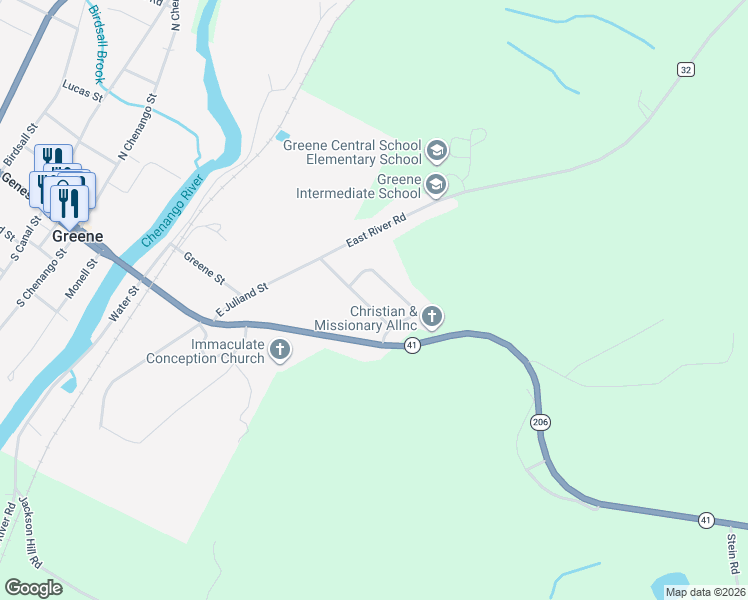 map of restaurants, bars, coffee shops, grocery stores, and more near 115 Crestmont Rd in Greene