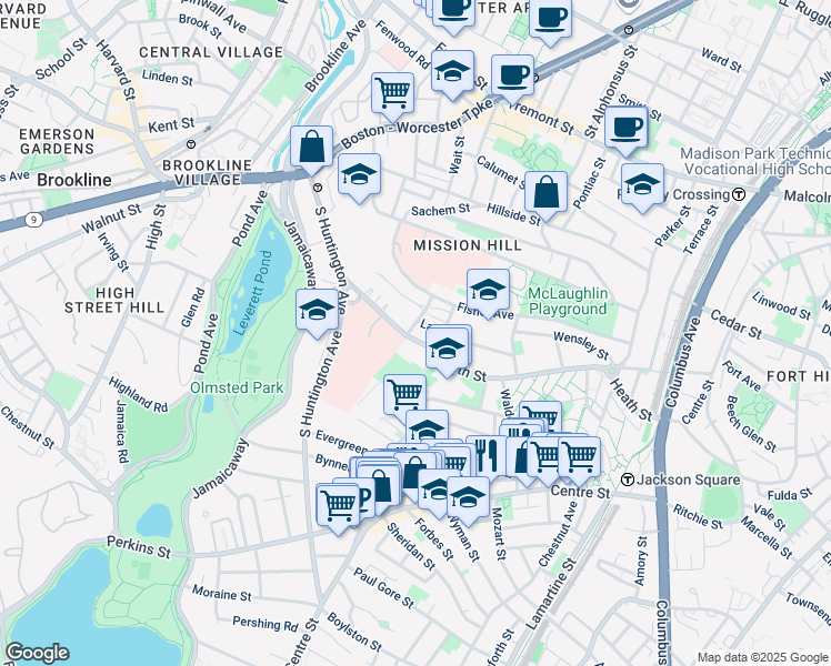 map of restaurants, bars, coffee shops, grocery stores, and more near 231 Heath Street in Boston
