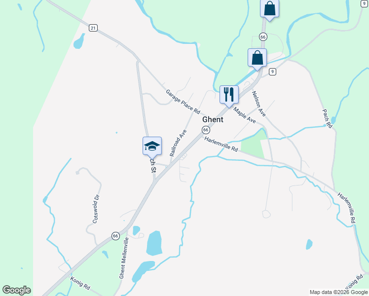 map of restaurants, bars, coffee shops, grocery stores, and more near 2256-2298 New York 66 in Ghent