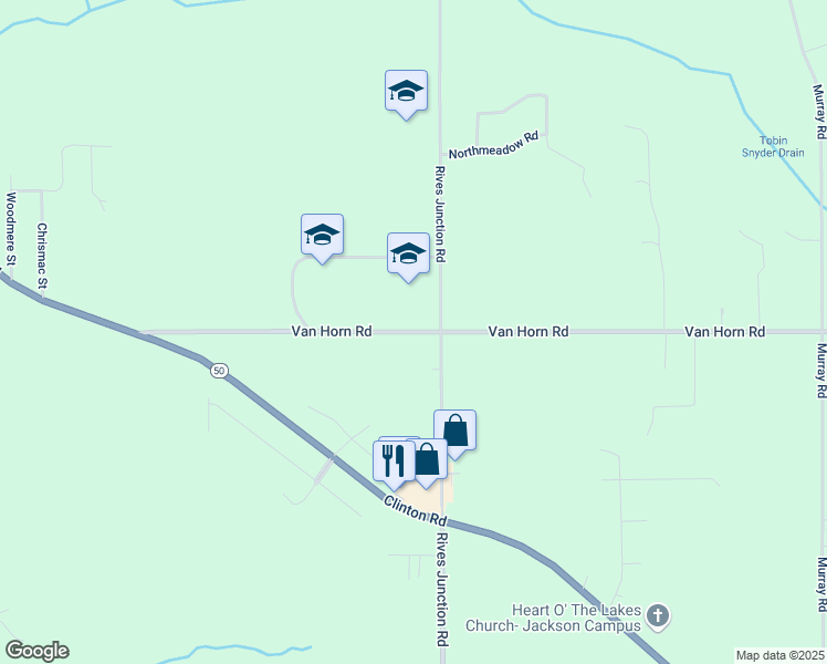 map of restaurants, bars, coffee shops, grocery stores, and more near 4100 Van Horn Road in Jackson