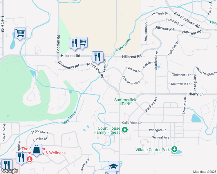 map of restaurants, bars, coffee shops, grocery stores, and more near 3563 South Village Drive in Medford