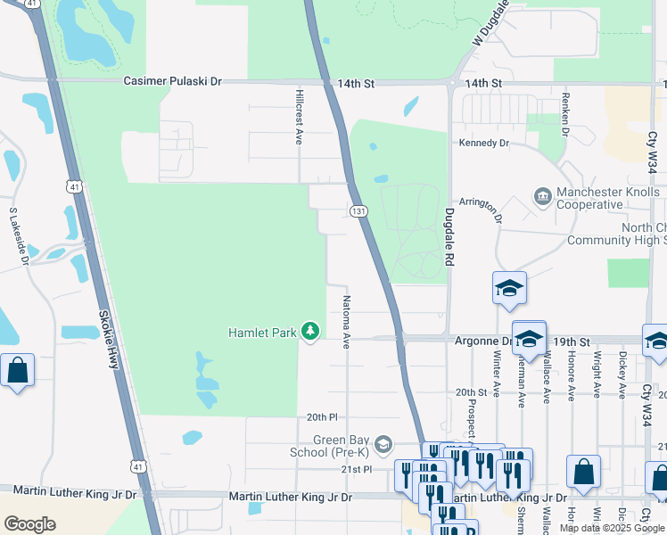 map of restaurants, bars, coffee shops, grocery stores, and more near 1711 Natoma Avenue in North Chicago