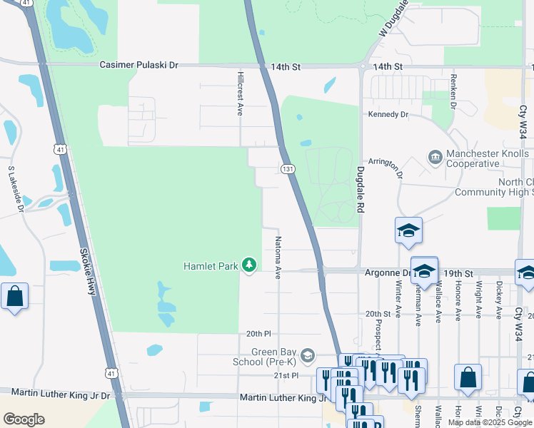 map of restaurants, bars, coffee shops, grocery stores, and more near 1711 Natoma Avenue in North Chicago