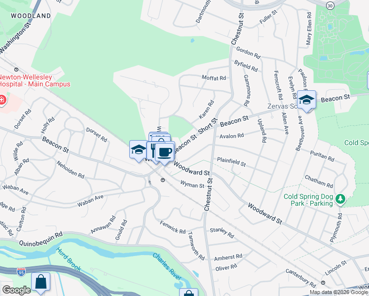 map of restaurants, bars, coffee shops, grocery stores, and more near in 