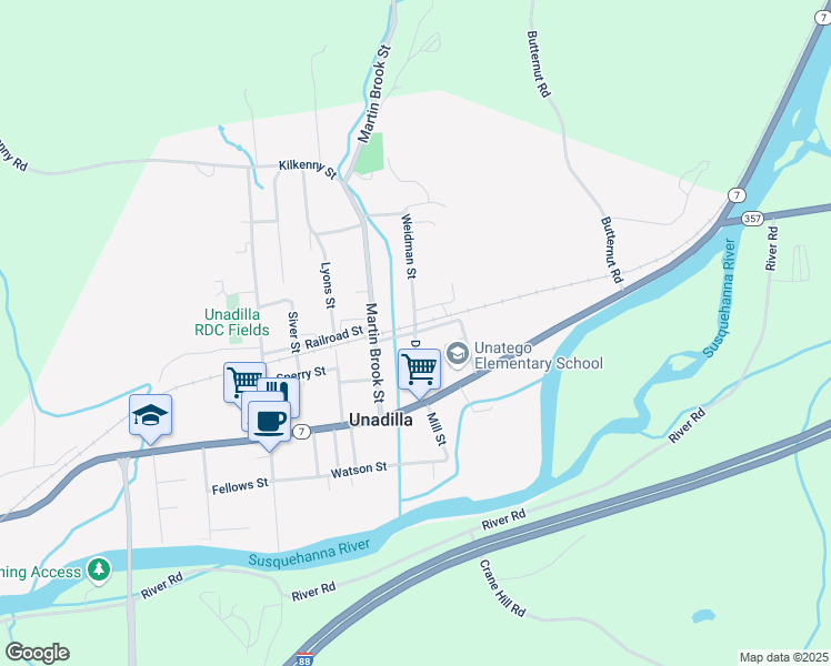map of restaurants, bars, coffee shops, grocery stores, and more near 2 Nobel Street in Unadilla