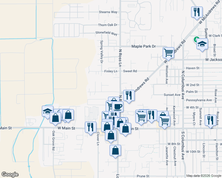 map of restaurants, bars, coffee shops, grocery stores, and more near 2466 Destiny Lane in Medford