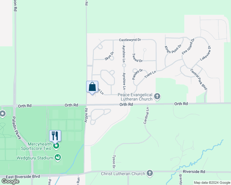map of restaurants, bars, coffee shops, grocery stores, and more near 420 Trent Lane in Loves Park