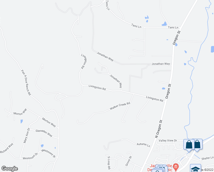 map of restaurants, bars, coffee shops, grocery stores, and more near 3980 Livingston Road in Central Point