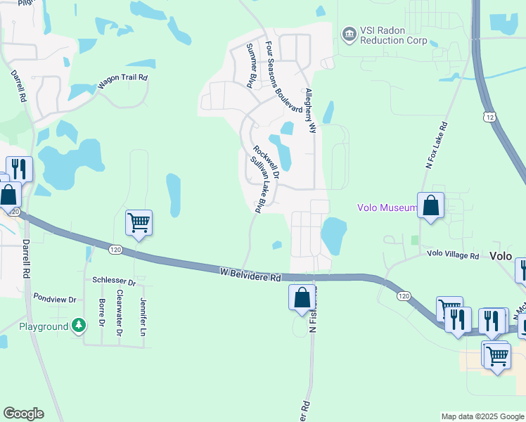 map of restaurants, bars, coffee shops, grocery stores, and more near 31988 Rockwell Drive in Lakemoor
