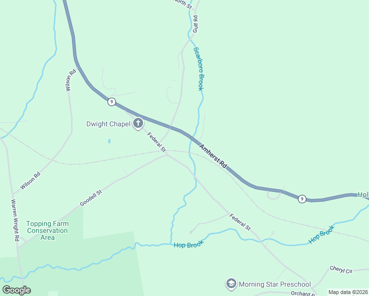 map of restaurants, bars, coffee shops, grocery stores, and more near 501 Amherst Road in Belchertown