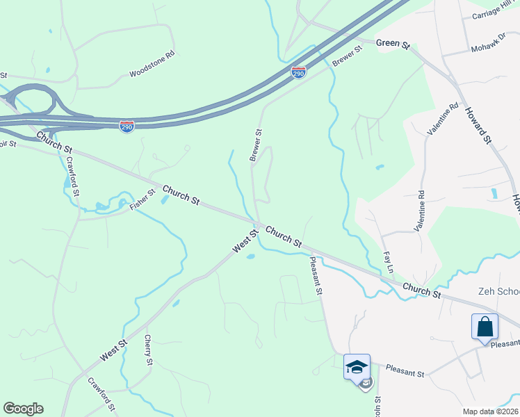 map of restaurants, bars, coffee shops, grocery stores, and more near 2 Brewer Street in Northborough