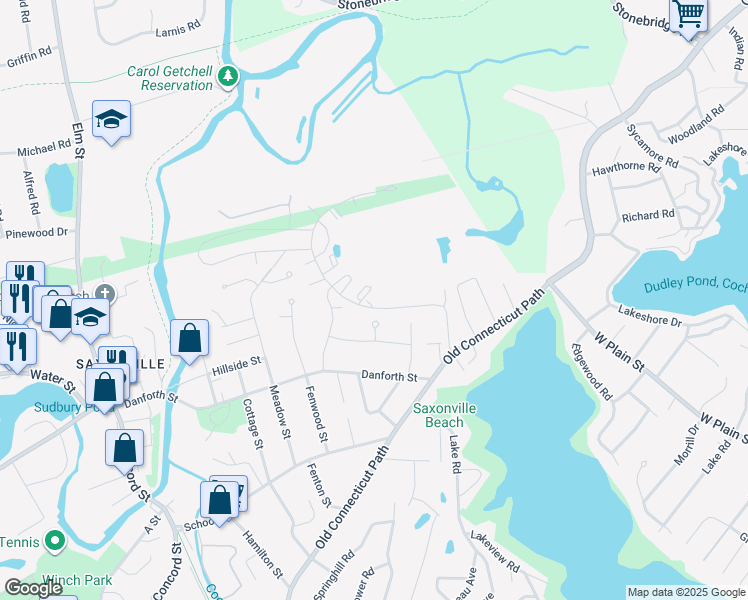 map of restaurants, bars, coffee shops, grocery stores, and more near 40 Riverpath Drive in Framingham