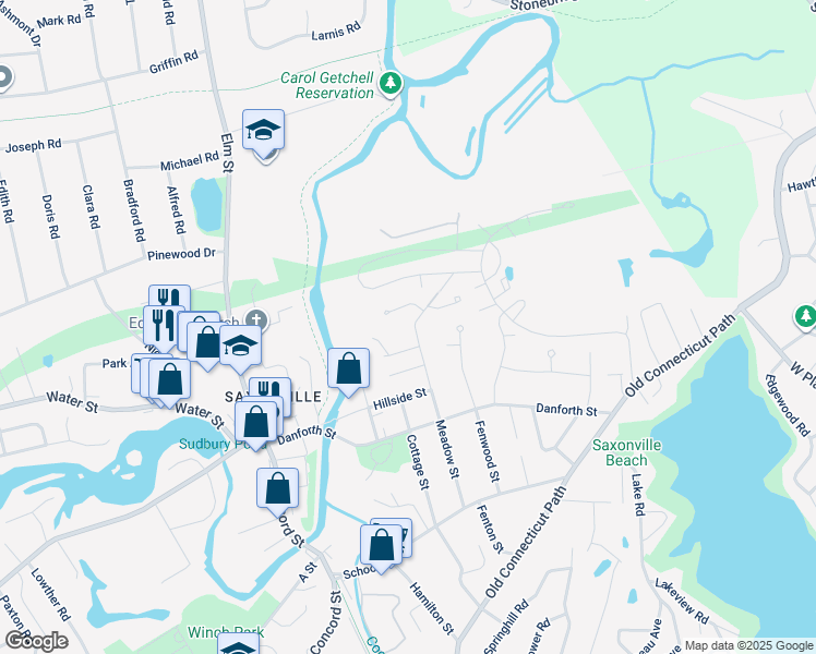 map of restaurants, bars, coffee shops, grocery stores, and more near 156 Meadow Street in Framingham