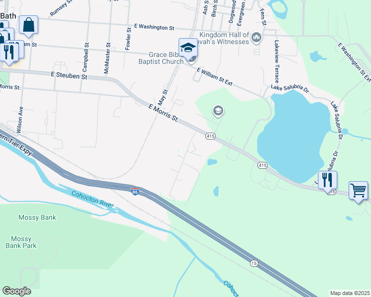 map of restaurants, bars, coffee shops, grocery stores, and more near 6707 Roosevelt Avenue in Bath