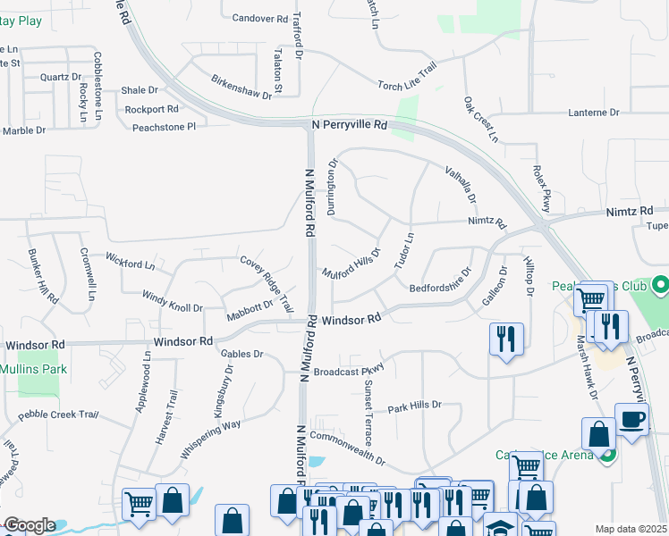 map of restaurants, bars, coffee shops, grocery stores, and more near 6046 Mulford Hills Drive in Loves Park