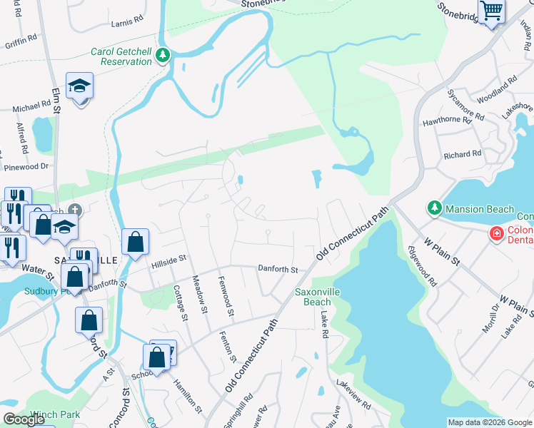 map of restaurants, bars, coffee shops, grocery stores, and more near 40 Riverpath Drive in Framingham