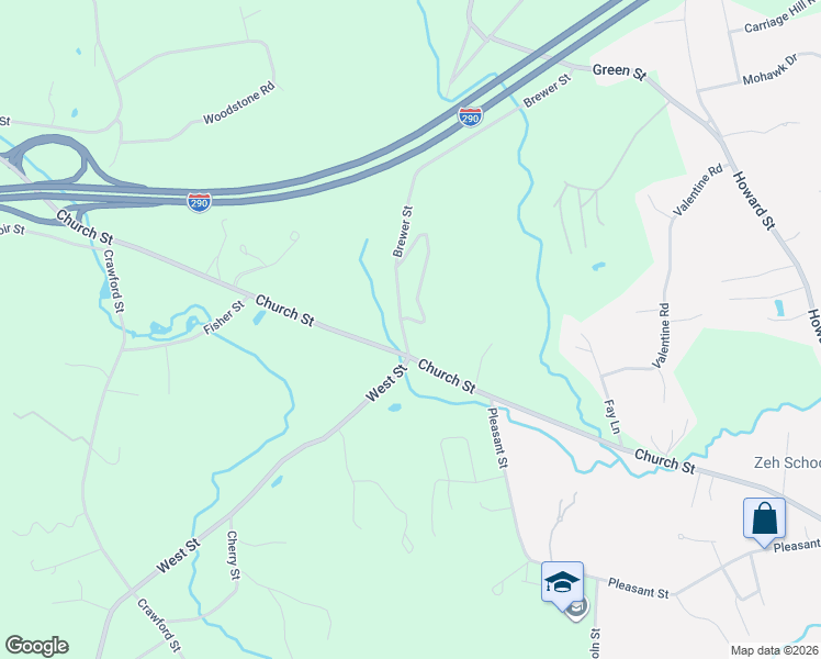 map of restaurants, bars, coffee shops, grocery stores, and more near 2 Brewer Street in Northborough