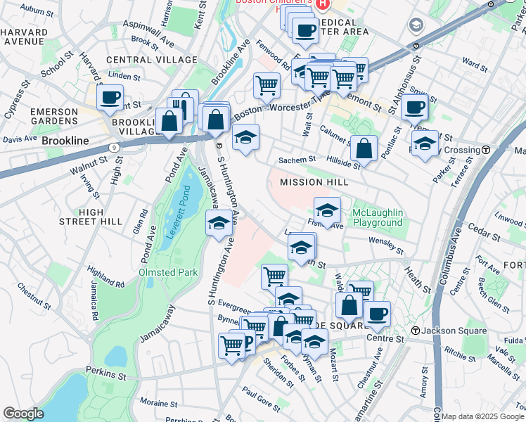 map of restaurants, bars, coffee shops, grocery stores, and more near 30 Ellingwood Street in Boston