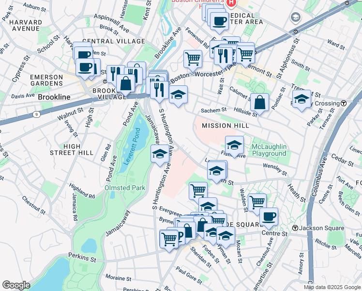 map of restaurants, bars, coffee shops, grocery stores, and more near in Boston
