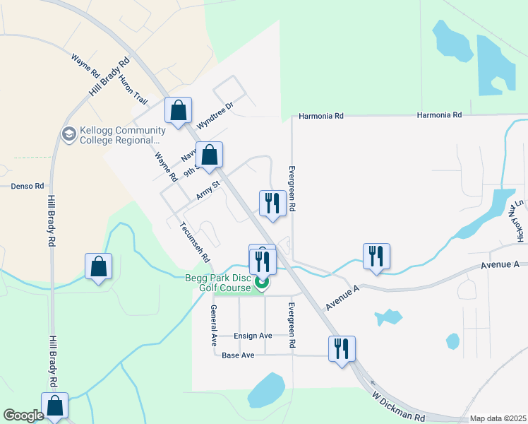 map of restaurants, bars, coffee shops, grocery stores, and more near 1267 Avenue A in Springfield