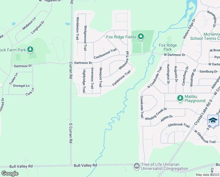 map of restaurants, bars, coffee shops, grocery stores, and more near 5851 Fieldstone Trail in McHenry