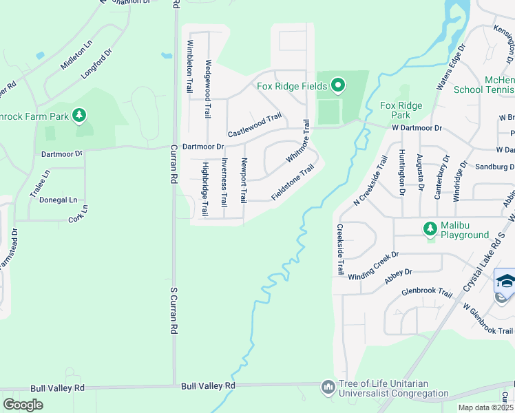 map of restaurants, bars, coffee shops, grocery stores, and more near 5851 Fieldstone Trail in McHenry