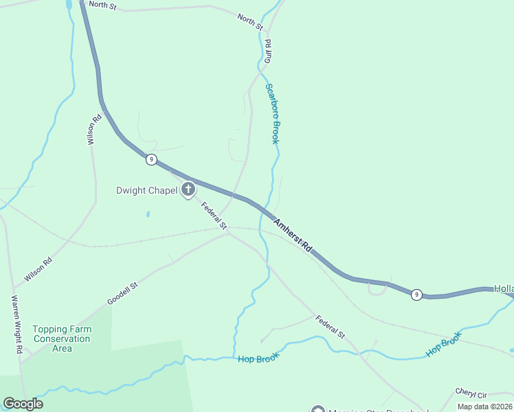map of restaurants, bars, coffee shops, grocery stores, and more near 501 Amherst Rd in Belchertown
