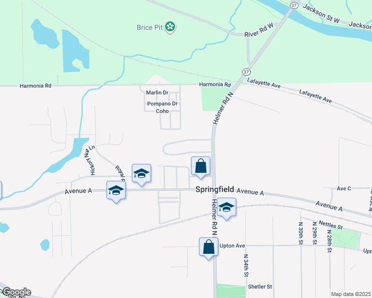 map of restaurants, bars, coffee shops, grocery stores, and more near 35 South New Moon Terrace in Springfield