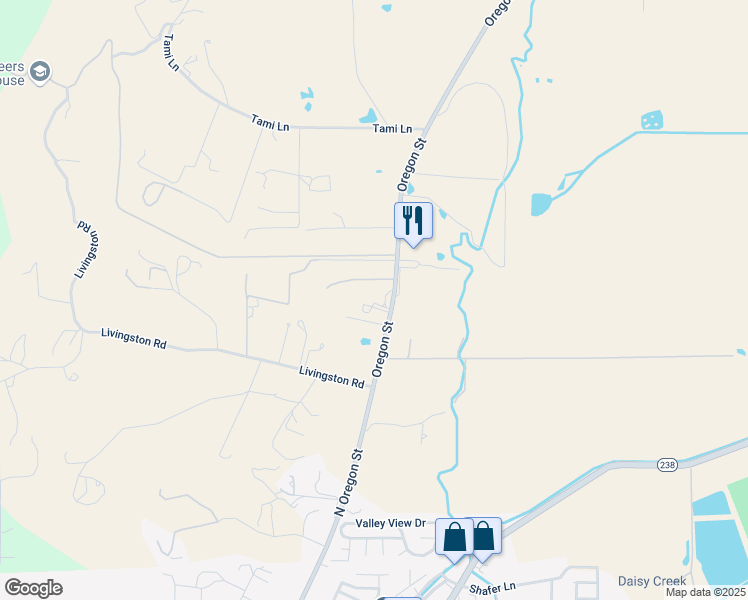 map of restaurants, bars, coffee shops, grocery stores, and more near 883 Old Stage Road in Central Point