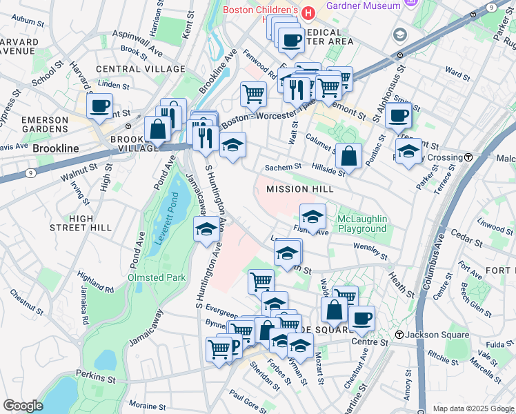map of restaurants, bars, coffee shops, grocery stores, and more near 30 Ellingwood Street in Boston