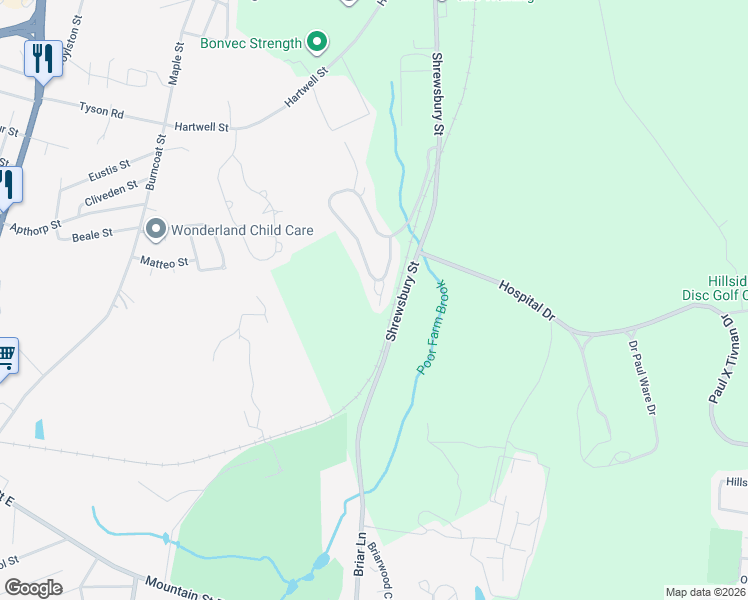 map of restaurants, bars, coffee shops, grocery stores, and more near 226-398 Shrewsbury St in West Boylston