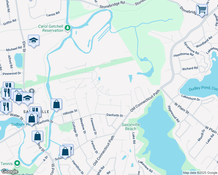 map of restaurants, bars, coffee shops, grocery stores, and more near 50 Riverpath Drive in Framingham