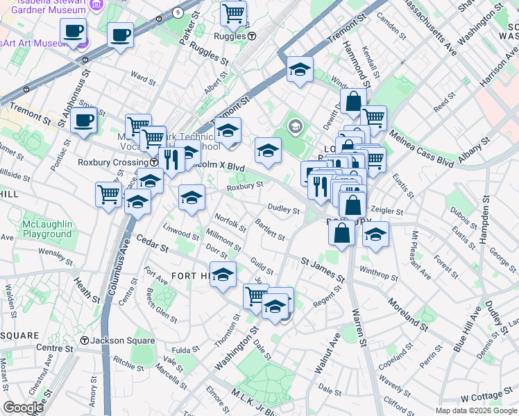 map of restaurants, bars, coffee shops, grocery stores, and more near 10 Putnam Street in Boston