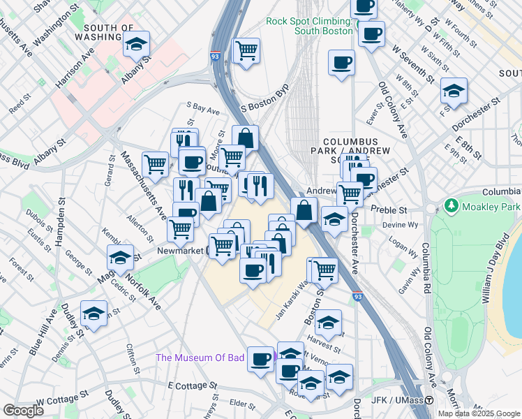 map of restaurants, bars, coffee shops, grocery stores, and more near in Boston