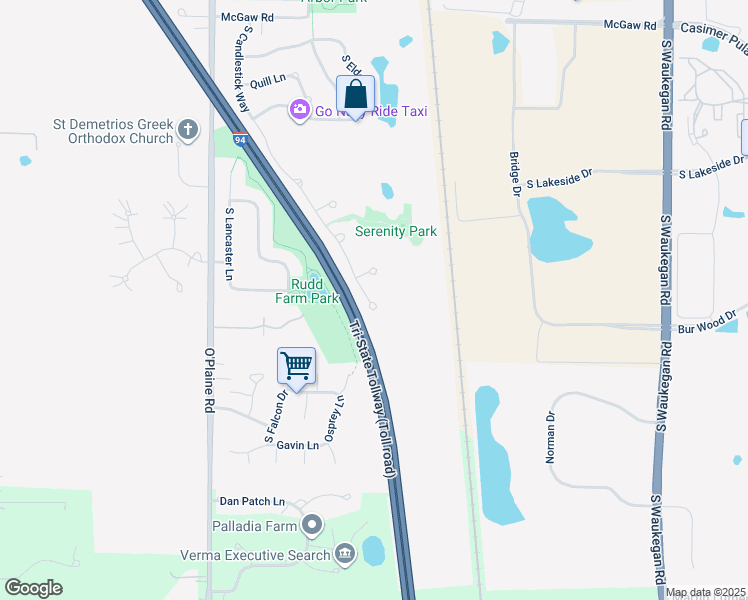 map of restaurants, bars, coffee shops, grocery stores, and more near 1659 South Candlestick Way in Waukegan