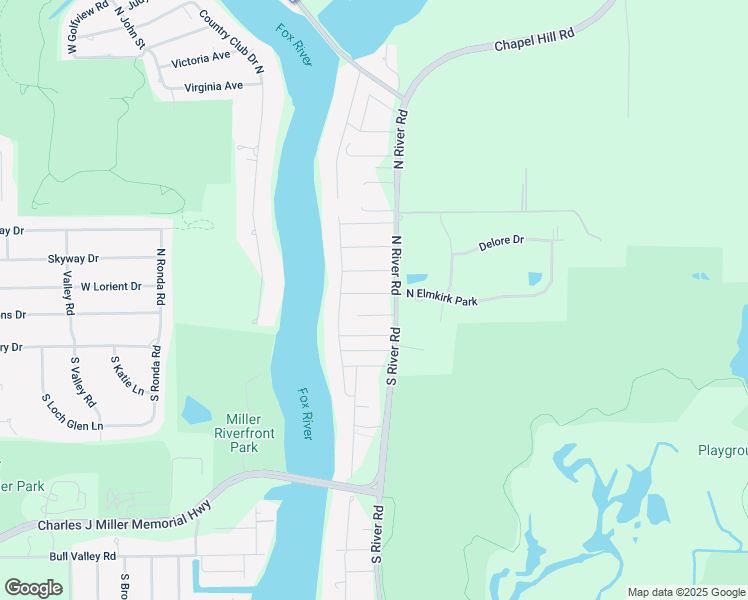 map of restaurants, bars, coffee shops, grocery stores, and more near 2611 North Elmkirk Park in McHenry