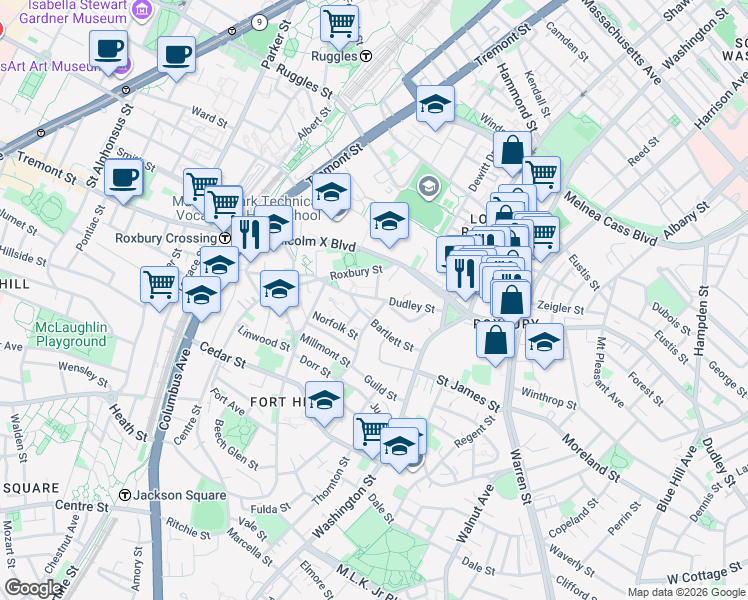 map of restaurants, bars, coffee shops, grocery stores, and more near 10 Putnam Street in Boston
