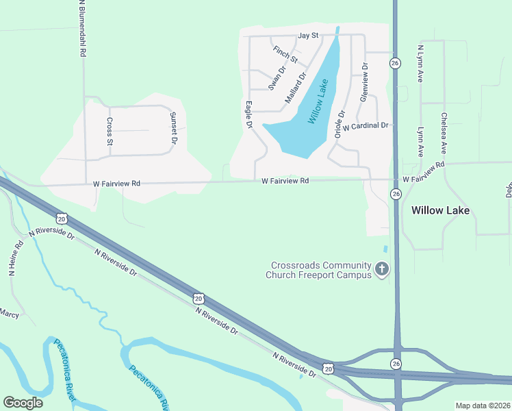map of restaurants, bars, coffee shops, grocery stores, and more near 1499 West Fairview Road in Freeport