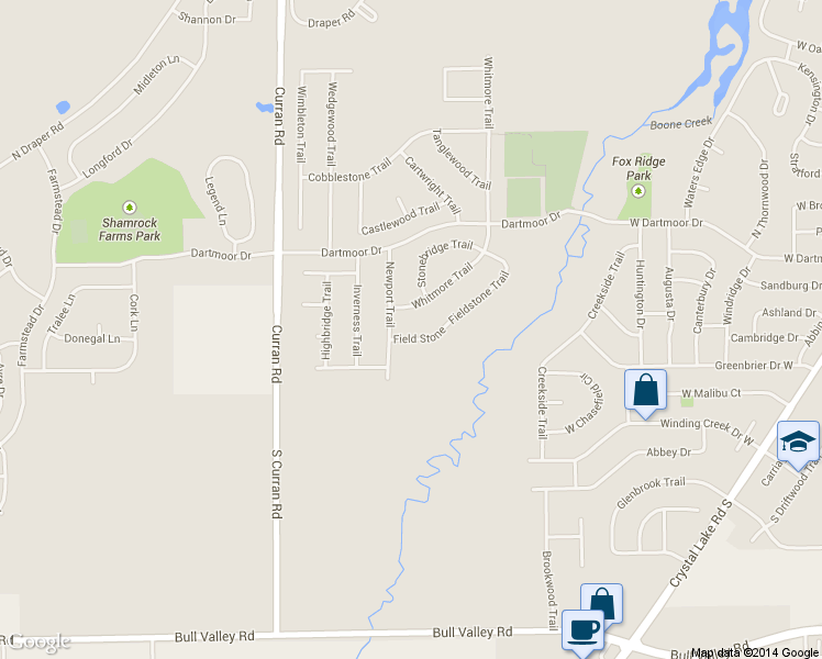 map of restaurants, bars, coffee shops, grocery stores, and more near 208 Whitmore Trail in McHenry
