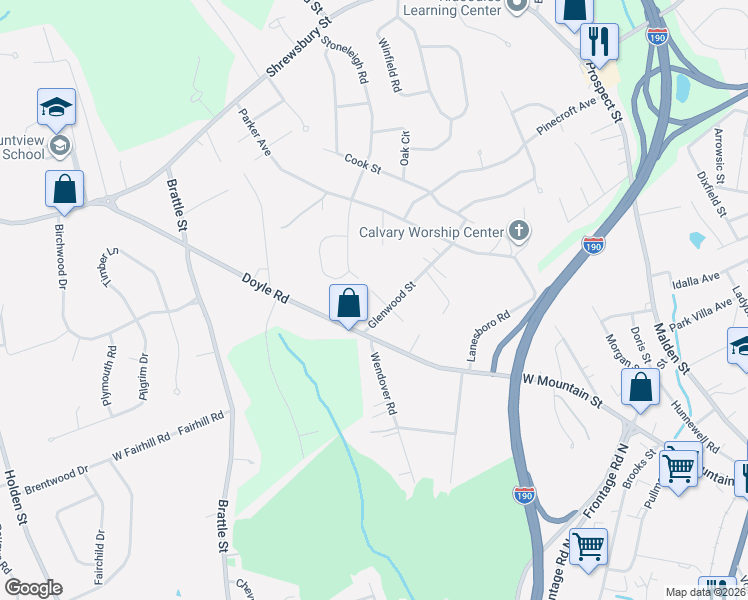 map of restaurants, bars, coffee shops, grocery stores, and more near 10 Birch Avenue in Holden