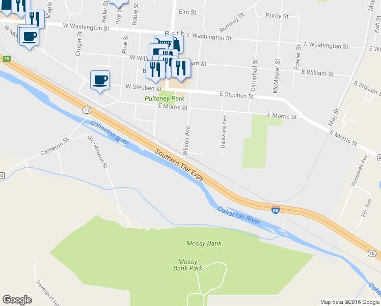 map of restaurants, bars, coffee shops, grocery stores, and more near Babcock Place in Bath