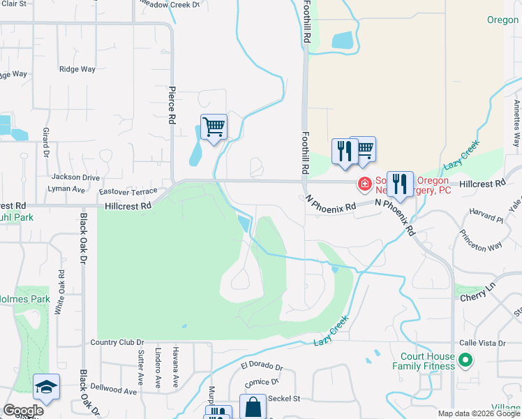 map of restaurants, bars, coffee shops, grocery stores, and more near 2933 Fairview Drive in Medford