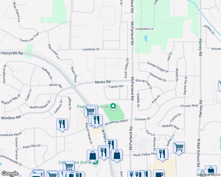 map of restaurants, bars, coffee shops, grocery stores, and more near 6827 Tupelo Road in Loves Park