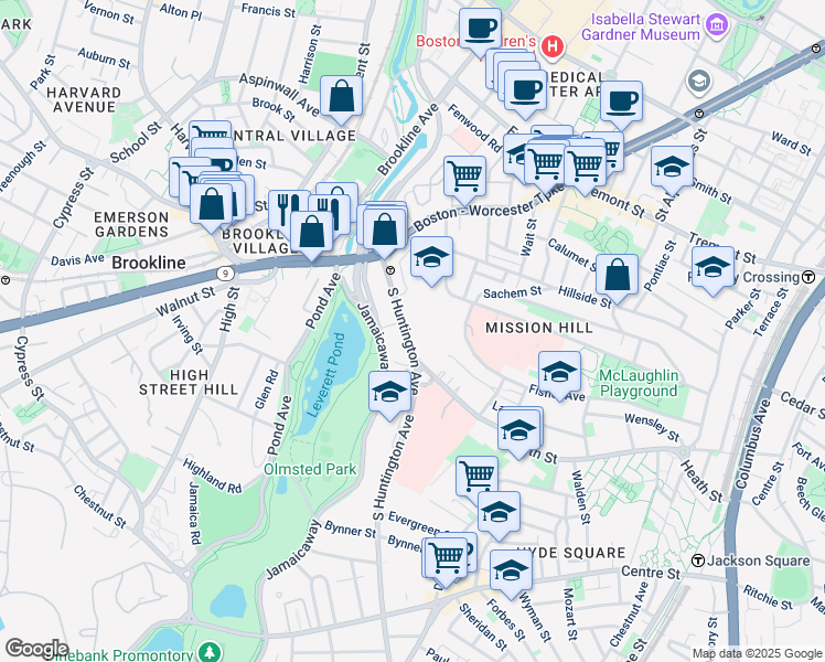 map of restaurants, bars, coffee shops, grocery stores, and more near in Boston