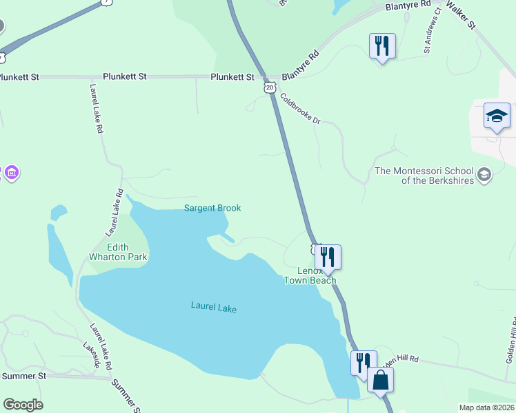 map of restaurants, bars, coffee shops, grocery stores, and more near 286 Lee Road in Lenox