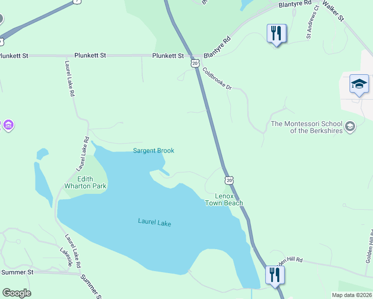 map of restaurants, bars, coffee shops, grocery stores, and more near 286 Lee Road in Lenox