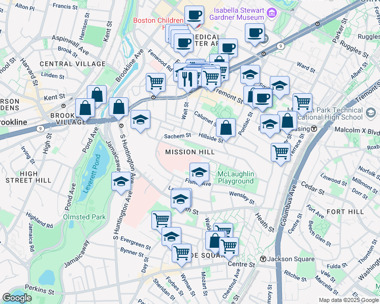 map of restaurants, bars, coffee shops, grocery stores, and more near in Boston