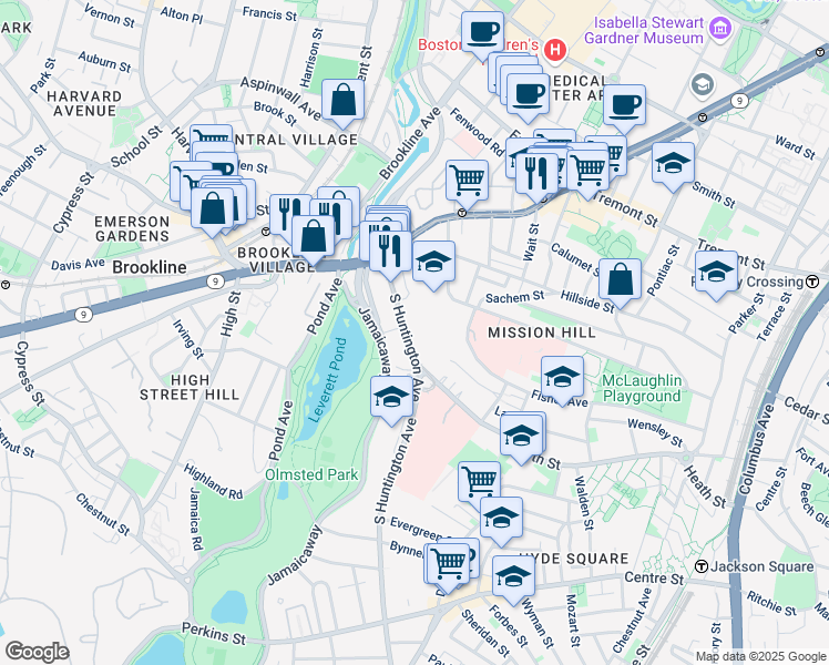 map of restaurants, bars, coffee shops, grocery stores, and more near in Boston